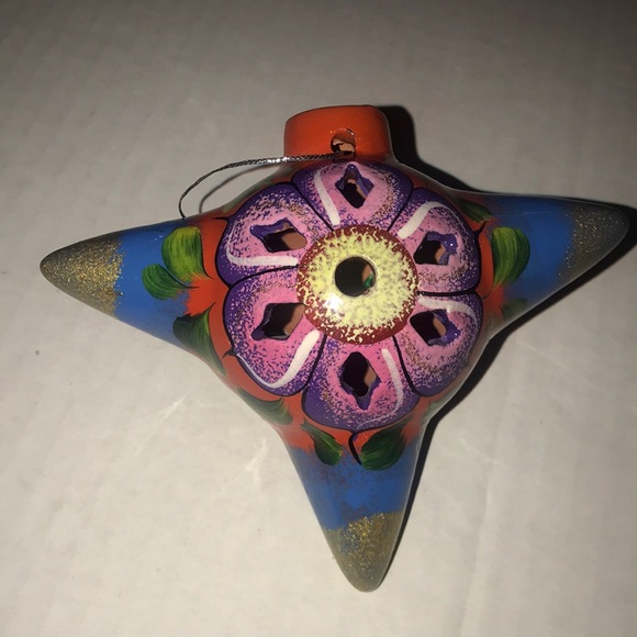 Pinata Clay Ornament- Hand Painted Ornament- Mexican Ornament